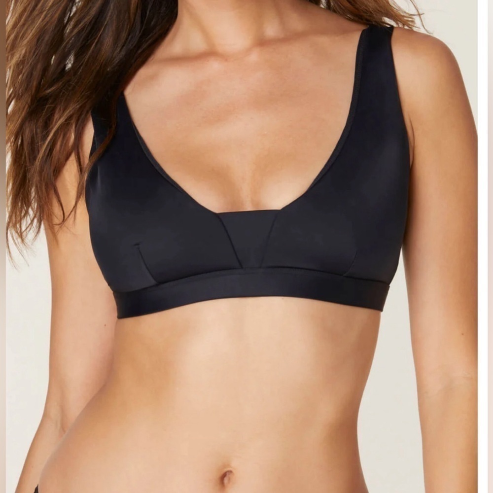 NWT Andie Swim The Tahiti Bikini Top UPF 50+ Sun Protection Black Women’s Size L